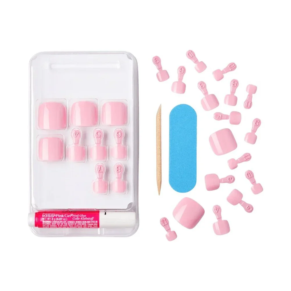 Kiss Gel Fantasy Toenails Pedicure Kit - Golden Sand (Solid Dark Pink)